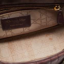Pre Owned Dior Burgundy Cannage Leather Small Lady Dior My ABCDior Tote