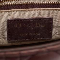 Pre Owned Dior Burgundy Cannage Leather Small Lady Dior My ABCDior Tote