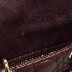 Pre Owned Dior Burgundy Cannage Leather Small Lady Dior My ABCDior Tote