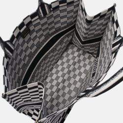 Pre Owned Dior Black White Large Embroidered Canvas Checkered Book Tote