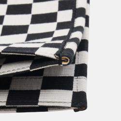 Pre Owned Dior Black White Large Embroidered Canvas Checkered Book Tote