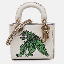 Pre Owned Dior White Limited Edition Niki De Saint Phalle Mini Calfskin Dragon Lady Dior