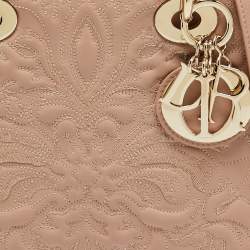 Pre Owned Dior Dusty Pink Quilted Leather Small Lady Dior My ABCDior Tote