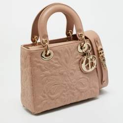 Pre Owned Dior Dusty Pink Quilted Leather Small Lady Dior My ABCDior Tote