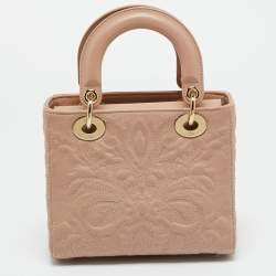 Pre Owned Dior Dusty Pink Quilted Leather Small Lady Dior My ABCDior Tote