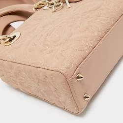 Pre Owned Dior Dusty Pink Quilted Leather Small Lady Dior My ABCDior Tote