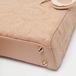 Pre Owned Dior Dusty Pink Quilted Leather Small Lady Dior My ABCDior Tote