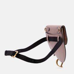 Pre Owned Dior Pink Grained Calfskin Saddle Belt Bag