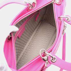 Pre Owned Christian Dior Dior Lady Large Pink Leather Handbag 
