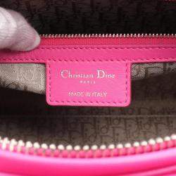 Pre Owned Christian Dior Dior Lady Large Pink Leather Handbag 