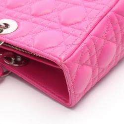 Pre Owned Christian Dior Dior Lady Large Pink Leather Handbag 