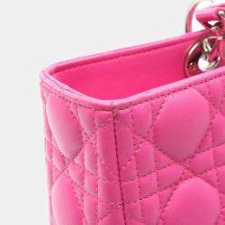 Pre Owned Christian Dior Dior Lady Large Pink Leather Handbag 