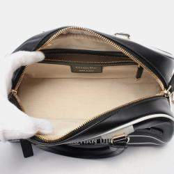 Pre Owned Christian Dior Dior Vibe Small Handbag Leather Black White