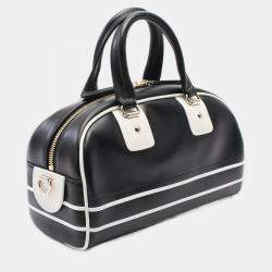 Pre Owned Christian Dior Dior Vibe Small Handbag Leather Black White