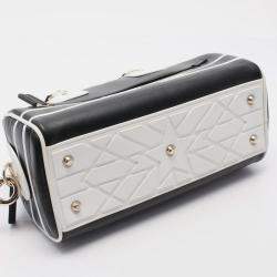 Pre Owned Christian Dior Dior Vibe Small Handbag Leather Black White