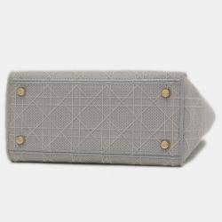 Pre Owned Christian Dior Dior Lady D-Lite Medium 2Way Bag Handbag Canvas Grey