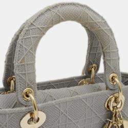Pre Owned Christian Dior Dior Lady D-Lite Medium 2Way Bag Handbag Canvas Grey