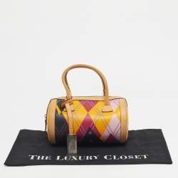Pre Owned Dior Multicolor Coated Canvas and Leather Argyle Boston Bag