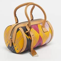 Pre Owned Dior Multicolor Coated Canvas and Leather Argyle Boston Bag