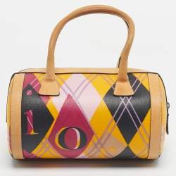Pre Owned Dior Multicolor Coated Canvas and Leather Argyle Boston Bag