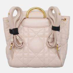 Pre Owned Christian Dior Caro Small Powder Pink Lambskin Leather Backpack