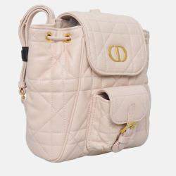 Pre Owned Christian Dior Caro Small Powder Pink Lambskin Leather Backpack