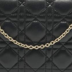 Pre Owned Dior Black Cannage Leather Lady Dior Chain Clutch
