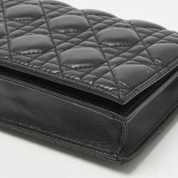 Pre Owned Dior Black Cannage Leather Lady Dior Chain Clutch