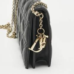 Pre Owned Dior Black Cannage Leather Lady Dior Chain Clutch