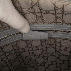 Pre Owned Dior Grey Large Lambskin Cannage Lady Dior