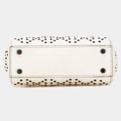 Pre Owned Dior White Mini Ultra Matte Calfskin Cannage Studded Supple Lady Dior