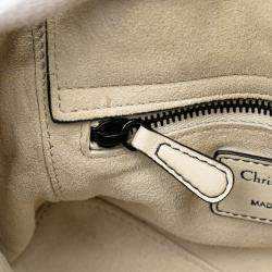 Pre Owned Dior White Mini Ultra Matte Calfskin Cannage Studded Supple Lady Dior