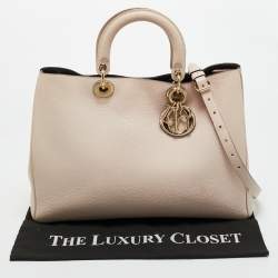 Pre Owned Dior Beige Leather Large Diorissimo Shopper Tote