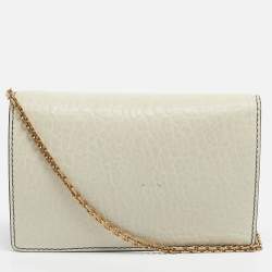 Pre Owned Dior Off -White Leather J'adior Wallet on Chain