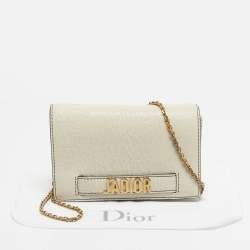 Pre Owned Dior Off -White Leather J'adior Wallet on Chain