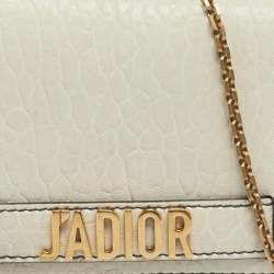 Pre Owned Dior Off -White Leather J'adior Wallet on Chain