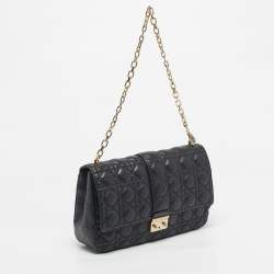 Pre Owned Dior Black Cannage Leather Large Miss Dior Shoulder Bag