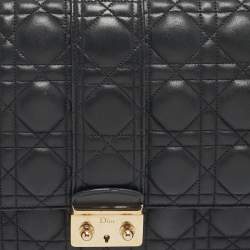 Pre Owned Dior Black Cannage Leather Large Miss Dior Shoulder Bag