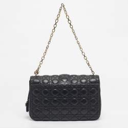 Pre Owned Dior Black Cannage Leather Large Miss Dior Shoulder Bag