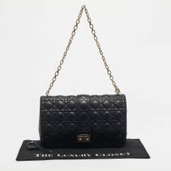 Pre Owned Dior Black Cannage Leather Large Miss Dior Shoulder Bag