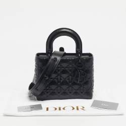 Pre Owned Dior Black Mat Diamond Cannage Leather Small Lady Dior My ABCDior Tote