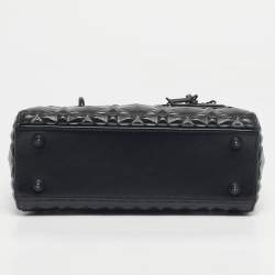 Pre Owned Dior Black Mat Diamond Cannage Leather Small Lady Dior My ABCDior Tote