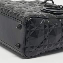 Pre Owned Dior Black Mat Diamond Cannage Leather Small Lady Dior My ABCDior Tote