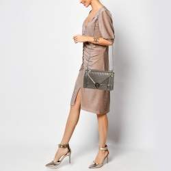 Pre Owned Dior Metallic Micro Cannage Patent Leather Medium Diorama Shoulder Bag