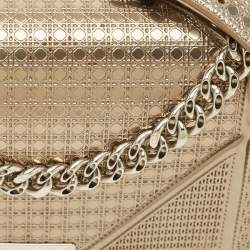 Pre Owned Dior Metallic Micro Cannage Patent Leather Medium Diorama Shoulder Bag