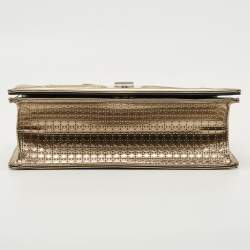 Pre Owned Dior Metallic Micro Cannage Patent Leather Medium Diorama Shoulder Bag