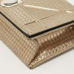 Pre Owned Dior Metallic Micro Cannage Patent Leather Medium Diorama Shoulder Bag