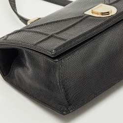 Pre Owned Dior Black Lizard Medium Diorama Flap Shoulder Bag