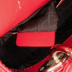 Pre Owned Dior Red Mini Patent Cannage Lady Dior