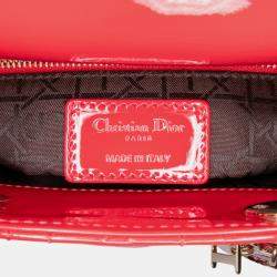 Pre Owned Dior Red Mini Patent Cannage Lady Dior